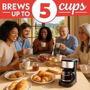 Gourmia 5-Cup Compact Drip Coffee Maker – Auto Keep-Warm