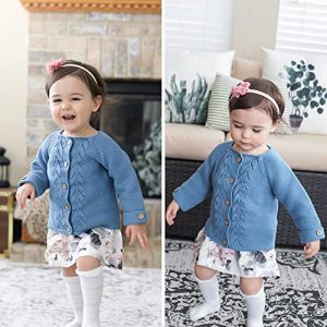 Simplee Kids Baby Girl Blue Cardigan Sweater (6-12M)