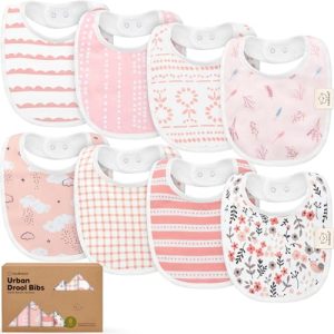 Organic Baby Bibs - 8 Pack Soft Cotton Drooling Bibs