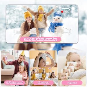 Kids Digital Camera for Girls 3-12 – Dual Lens, Selfie