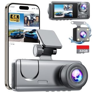 3-Channel 4K Dash Cam | Front, Rear, Interior View