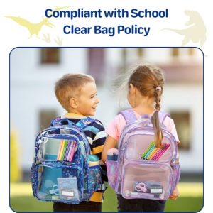 15-Inch Clear Backpack for Boys – Blue Dinosaur