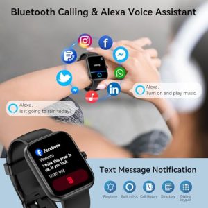 Black Smart Watch with Alexa – BT Calls & Fitness Tracker