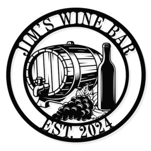 Personalized Bar & Wine Metal Sign | Custom Home Decor Gift
