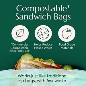 Cleanomic Compostable Sandwich Bags – Eco Zip, 25 Count