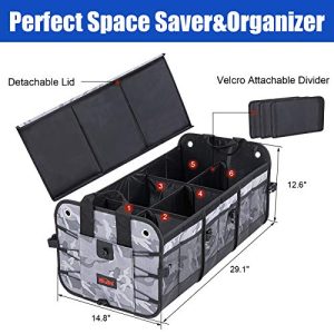 CZC AUTO Camouflage Collapsible 6-Compartment Trunk Organizer
