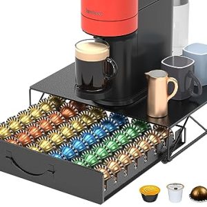 HFHOME Coffee Pod Drawer – Nespresso Vertuo & K-Cup Holder