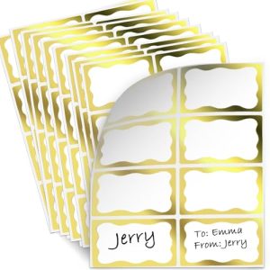 Elegant Gold Foil Name Tag Stickers (200 Count)