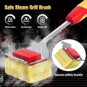 Bristle-Free BBQ Grill Brush with Scraper & Extended Handle