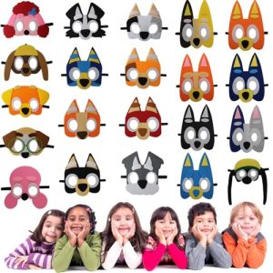 YALARY 21-Pack Blue Puppy Dog Felt Masks for Kids