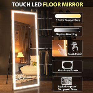 Pertetey 64″x21″ LED Full Length Mirror with Lights