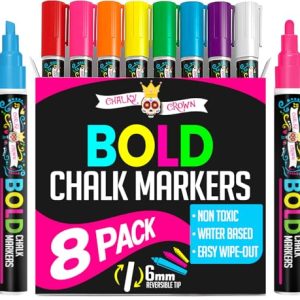 Liquid Chalk Markers - 8 Pack with Labels (6mm Tip)