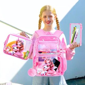 Cute Kids Clear Backpack Set for Girls – Fairy Unicorn