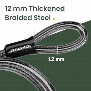 Titanker Heavy Duty 12mm Bike Security Cable Lock