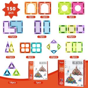 Ronqs 250PCS Magnetic Tiles: STEM Toddler Building Toy