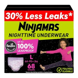 Ninjamas Girls Bedwetting Underwear - Size L (68 Count)