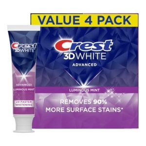 Crest 3D White Advanced Luminous Mint Toothpaste (4-Pack)