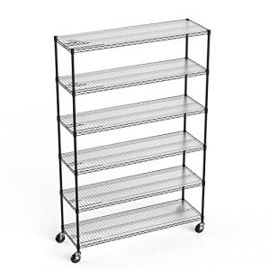 6-Tier NSF Metal Wire Shelving - 6000lbs Heavy Duty Black