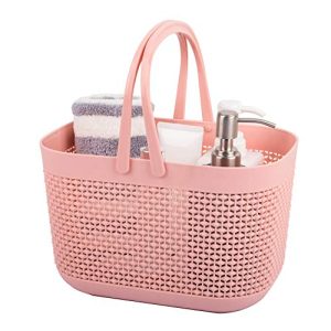UUJOLY Pink Plastic Storage Baskets with Handles