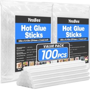 YesBes 100 Pack Clear Hot Glue Sticks – Multi-Material