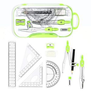 Vobou 10-Piece Green Math Geometry Kit for Students