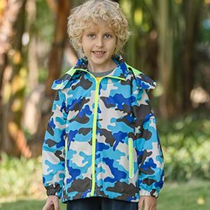 IjnUhb Boys’ Camo Waterproof Rain Jacket with Hood