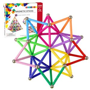 ELONGDI 132PC Magnetic Building Sticks Set: STEM 3D Puzzle Toy