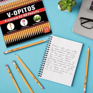 V-Opitos #2 HB Pencils – 50 Pack Pre-Sharpened Wood-Cased