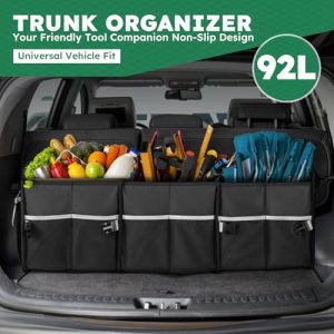 Tonmifr Heavy-Duty 92L Trunk Organizer for SUV, Car, Minivan