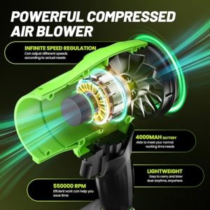 LORDHOO Cordless Leaf Blower – 550K RPM Turbo Jet