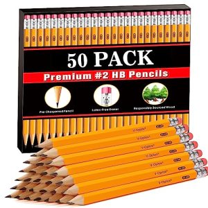 V-Opitos #2 HB Pencils - 50 Pack Pre-Sharpened Wood-Cased