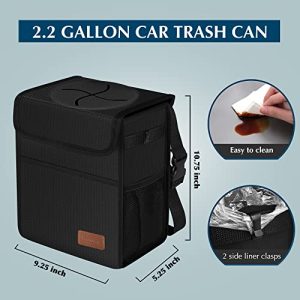 Femuar Leakproof Car Trash Can with Lid – Black