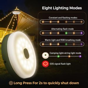 Rechargeable 32.8FT Camping String Lights – 8 Modes, Portable