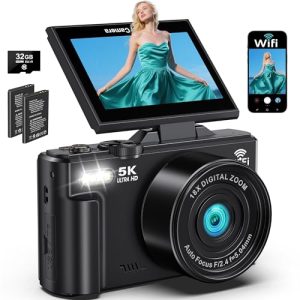 5K 75MP Vlogging Camera for YouTube - WiFi, Flip Screen