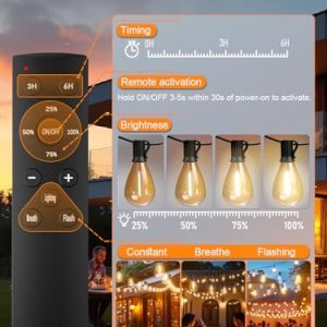 100FT LED Outdoor String Lights with Remote Control