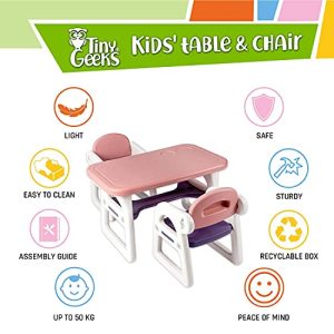 TinyGeeks Kids Table & Chairs – Safe Activity Set