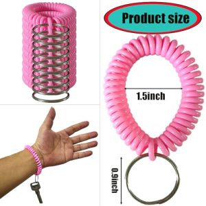 60-Pack Colorful Wrist Coil Keychain for Keys & IDs