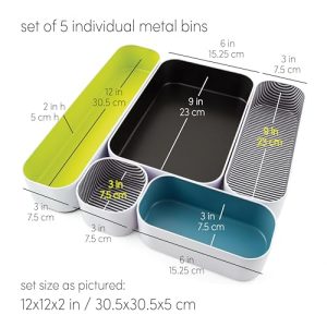 Three by Three Seattle 5 Piece Metal Organizer Tray Set