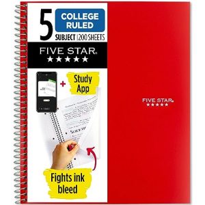 Five Star 5-Subject Notebook + Study App (Assorted)