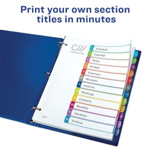Avery 12-Tab Dividers for 3-Ring Binder – Multicolor