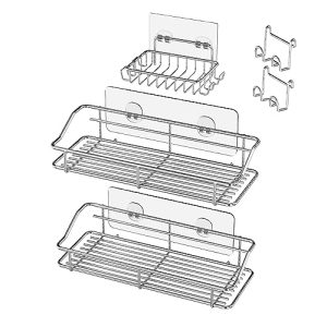 Nieifi Adhesive Stainless Steel Shower Caddy - 3 Pack