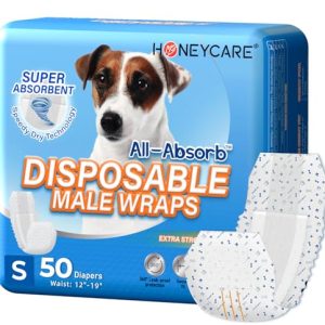 HONEY CARE All-Absorb Male Dog Wrap - 50 Ct, Small