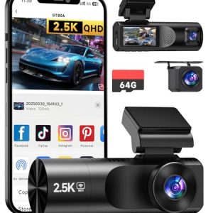 TUIFAC 3-Channel Dash Cam 2.5K Front & Dual 1080P