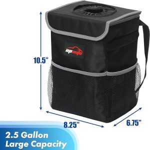 EPAuto Waterproof Car Trash Can – 2.5 Gallon, Black