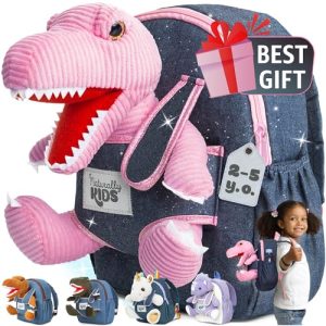Pink Dinosaur Toddler Backpack & Plush Toys for Girls 2-5