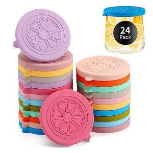 Colorful Silicone Lids for 5 Oz Oui Yogurt Jars - 24 Pack