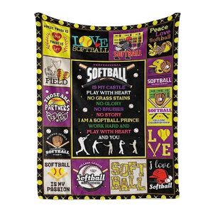 Softball Sport Throw Blanket: Team Gift 50x60 Inch