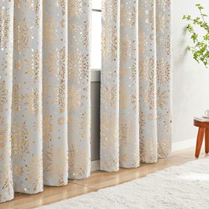 Snowflake Gold Foil Blackout Curtains – Thermal Drapes