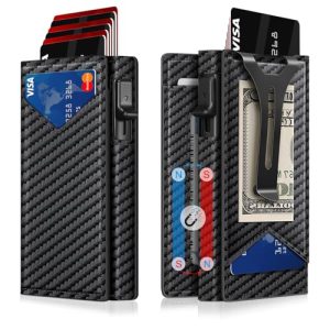 RFID Minimalist Wallet with Money Clip & ID Window