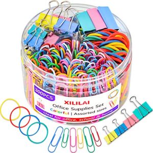 Colored Paper & Binder Clips Set - Office & School Supplies